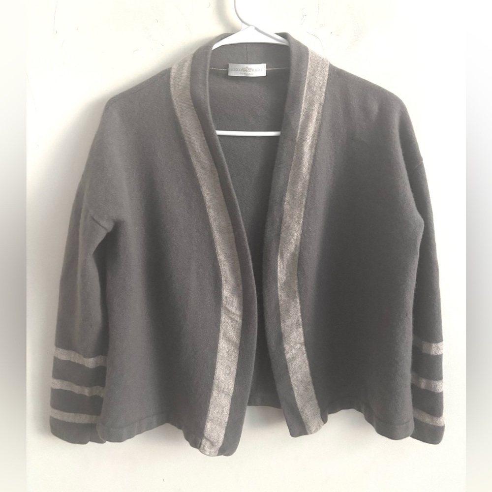 Cashmere Cardigan Sweater M/L Gray Parisian Old money Capsule Luxury Open Front